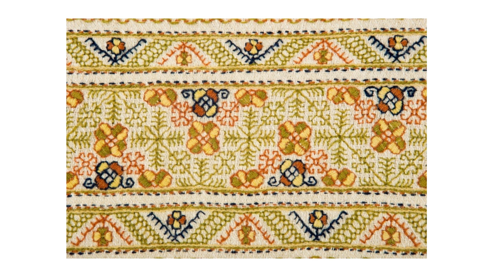Krustpils villaines izšuvuma fragments.